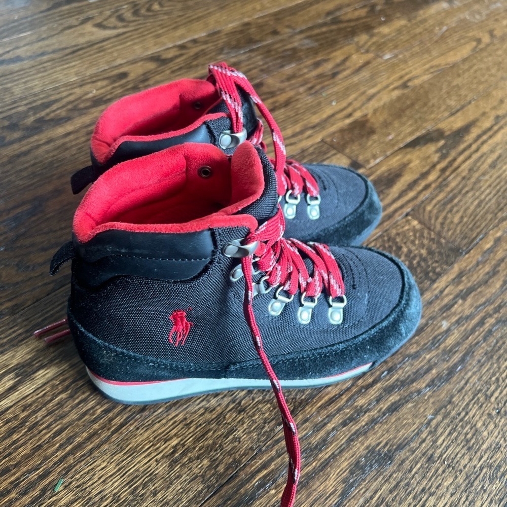 Polo by Ralph Lauren Kids Black and Red Hiking Boots